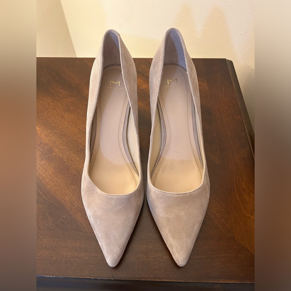 Marc Fisher Zala Pointed Suede Block Heel Pumps - Picture 2 of 11